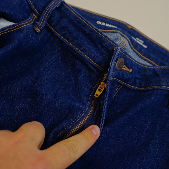 Old Navy Wow Boot-Cut Indigo Blue Denim Jeans -14- 36 / 30 Mid Rise Cotton Polye - Picture 10 of 10